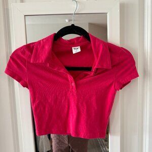 TNA Aritzia Cropped Polo Size XS Color Pink